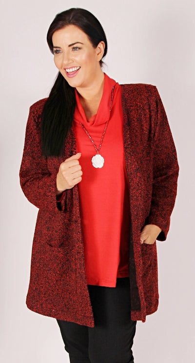 Long-Line Jacket Boucle Knit Ruby