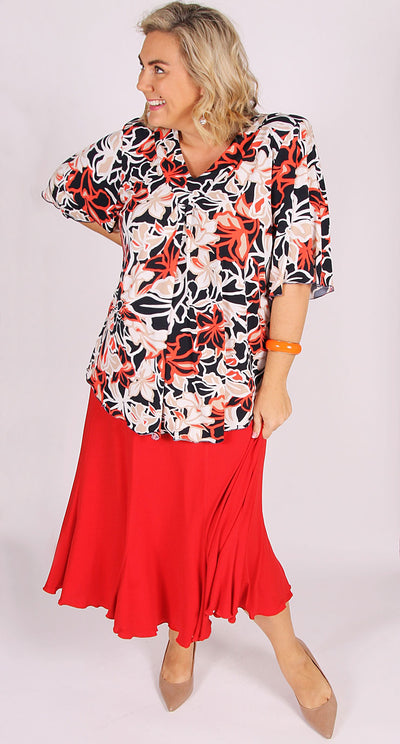 Fit & Flare Skirt Red