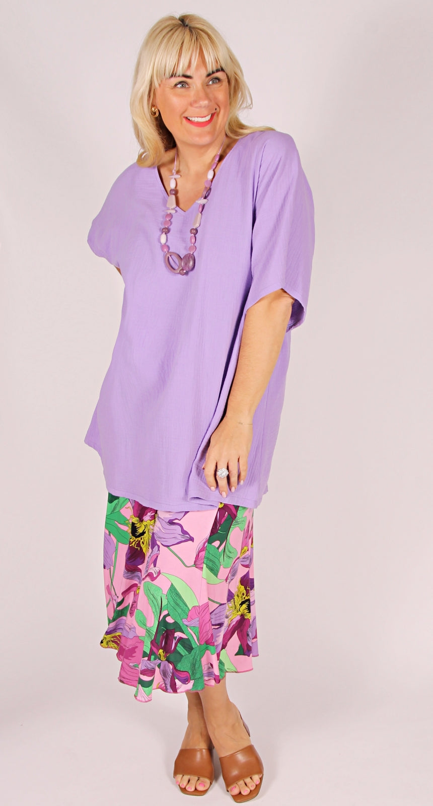 Fit & Flare Six Gore Skirt Boho LavenderGreen Sybils Plus Size Fashion