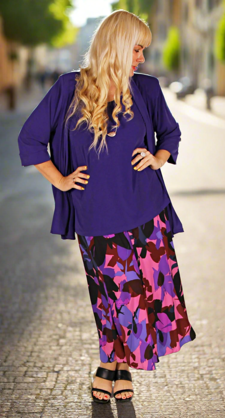 Fit and Flare Eight Gore Skirt Plum