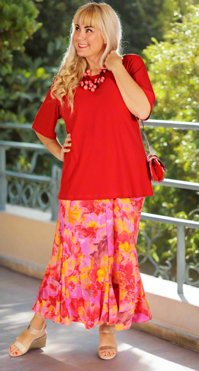 Fit and Flare Eight Gore Skirt Sunshine Blossom
