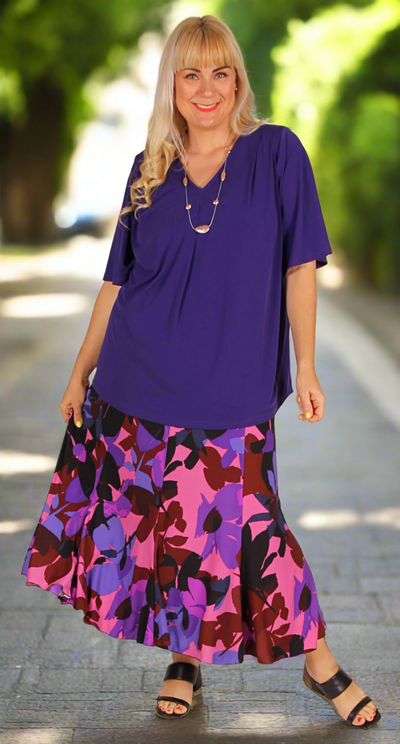 Fit and Flare Eight Gore Skirt Plum