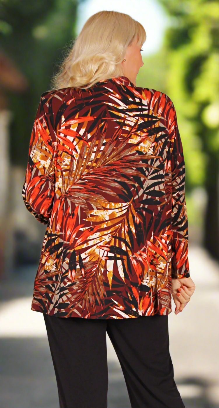 Collar Stand Top Long Sleeves Gold Palms