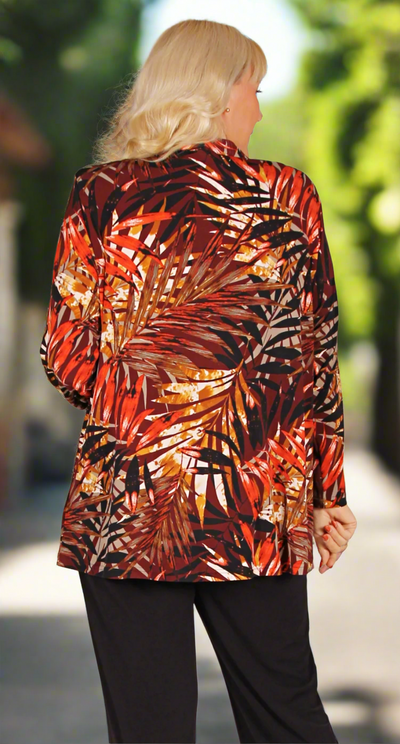 Collar Stand Top Long Sleeves Gold Palms