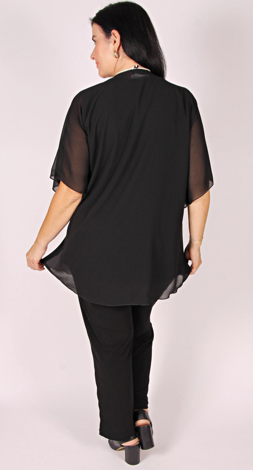 Kaftan Tie Front Top Black