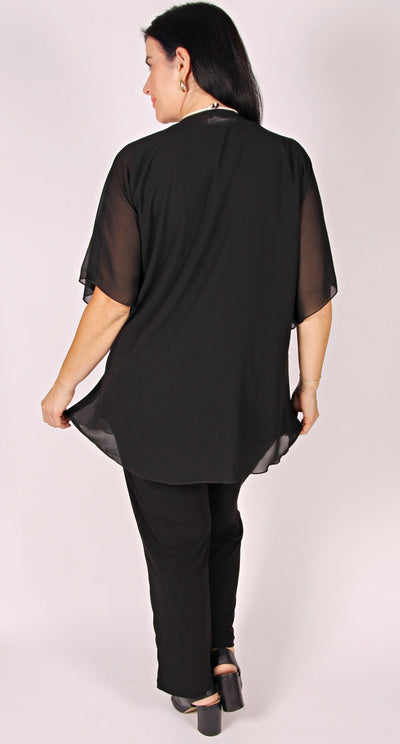 Kaftan Tie Front Top Black