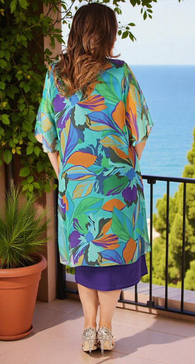 Chiffon Overlay Waterfall Dress Atlantis Over Purple