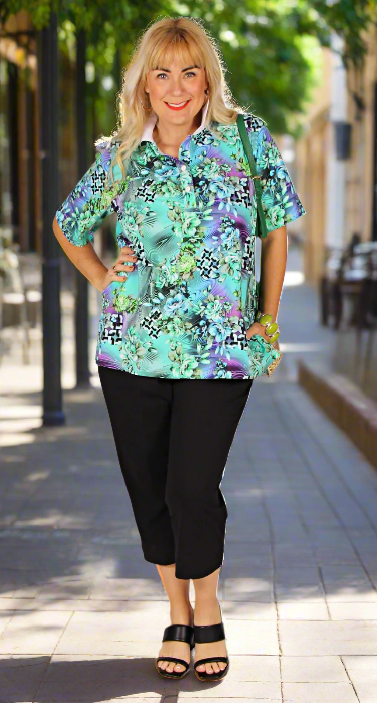 Designer  Polo Magical Mint Print