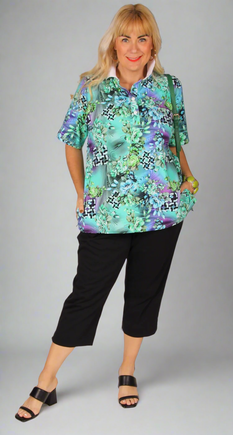Designer  Polo Magical Mint Print