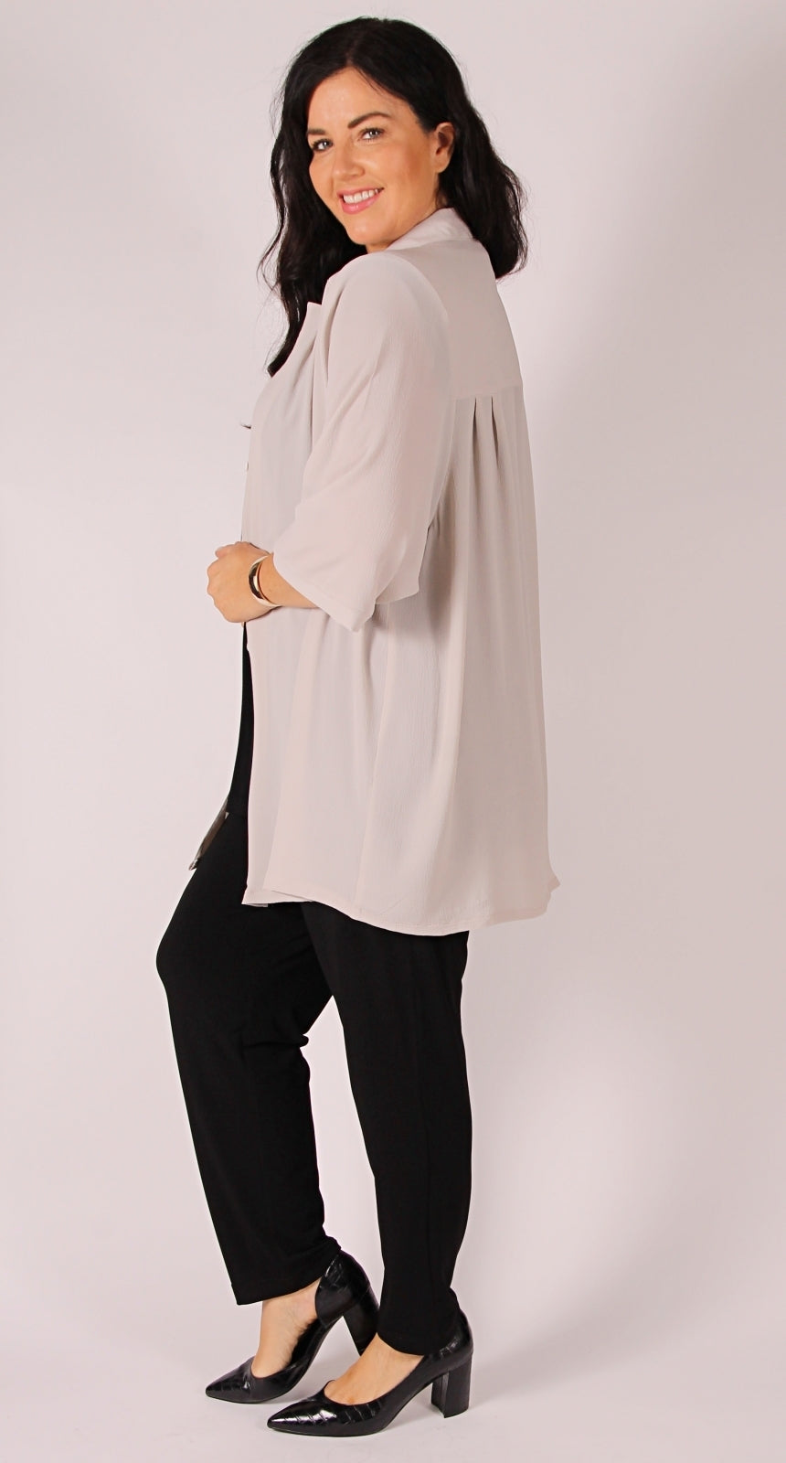 Revere Collar Blouse Taupe