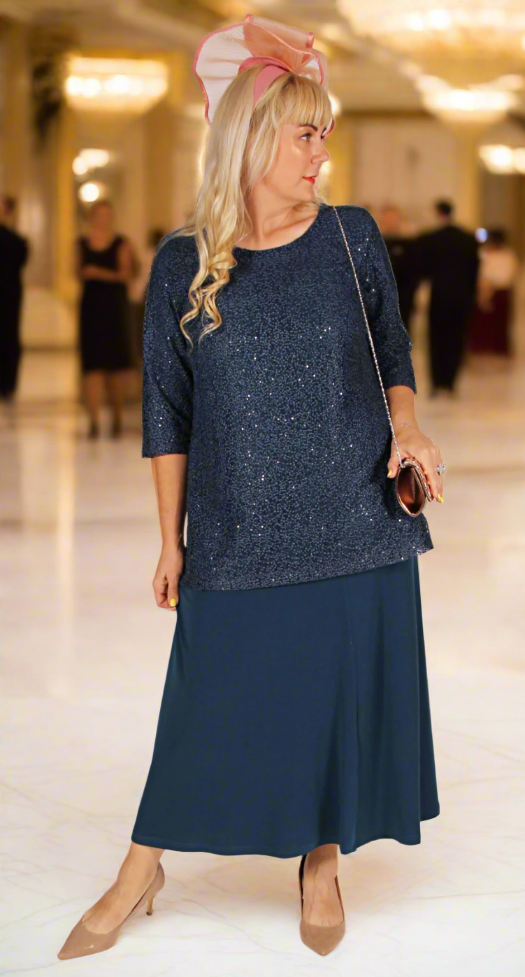 A-line Flounce Skirt  Teal