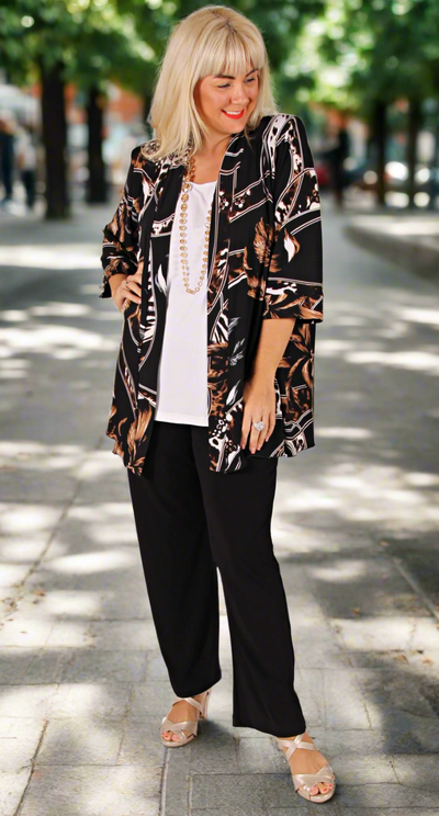 Sia Swing Jacket Scarf Print on Black