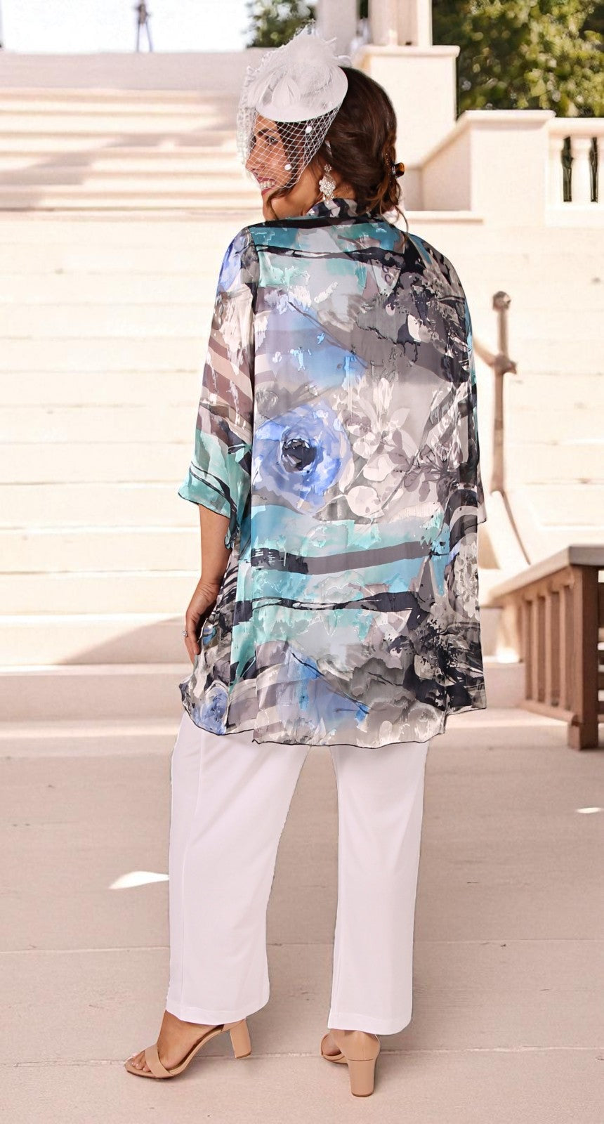 Deluxe Silk Waterfall Jacket Aqua|Sapphire