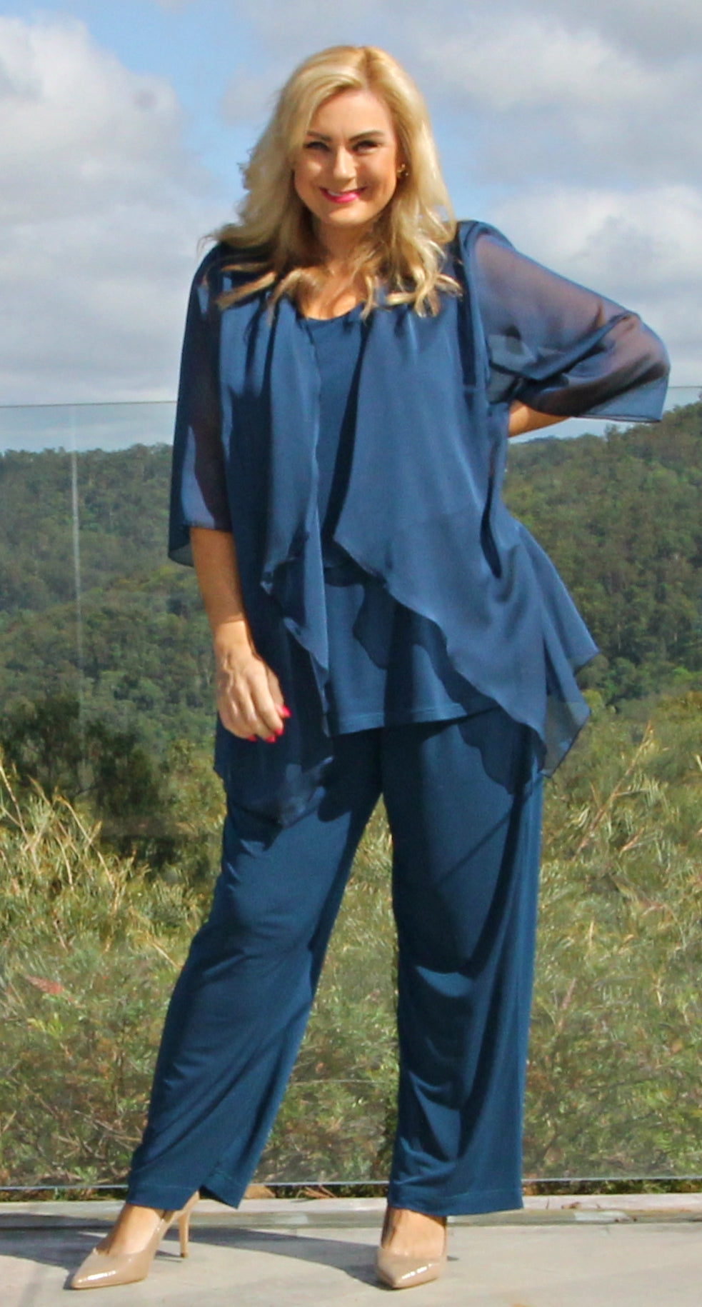 Chiffon Waterfall Jacket Teal – Sybils Plus Size Fashion