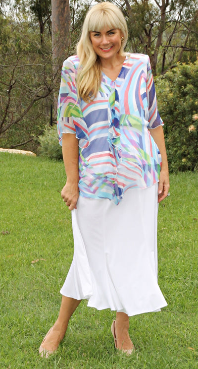 Fit & Flare Eight Gore Skirt White