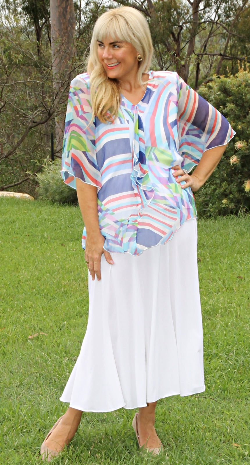 Fit & Flare Eight Gore Skirt White