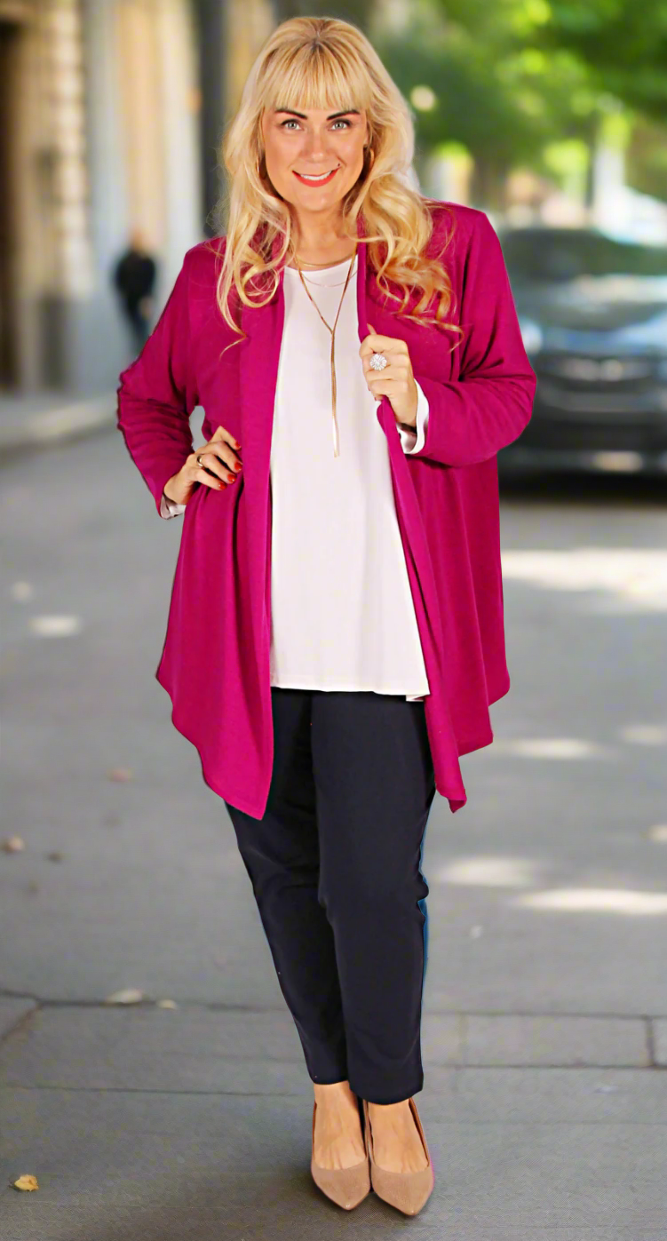 Wonderful Waterfall Jacket Cosy Knit Cerise