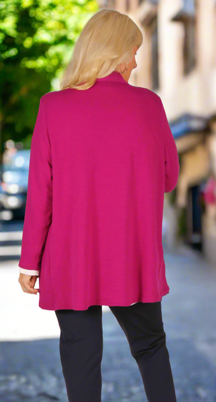 Wonderful Waterfall Jacket Cosy Knit Cerise