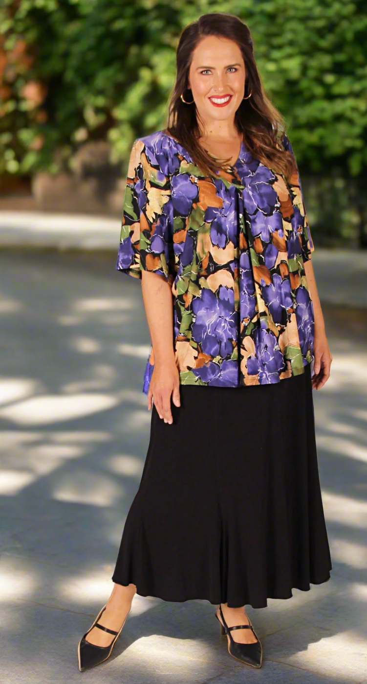 Bella V-Neck Top Purple Taupe Harmony