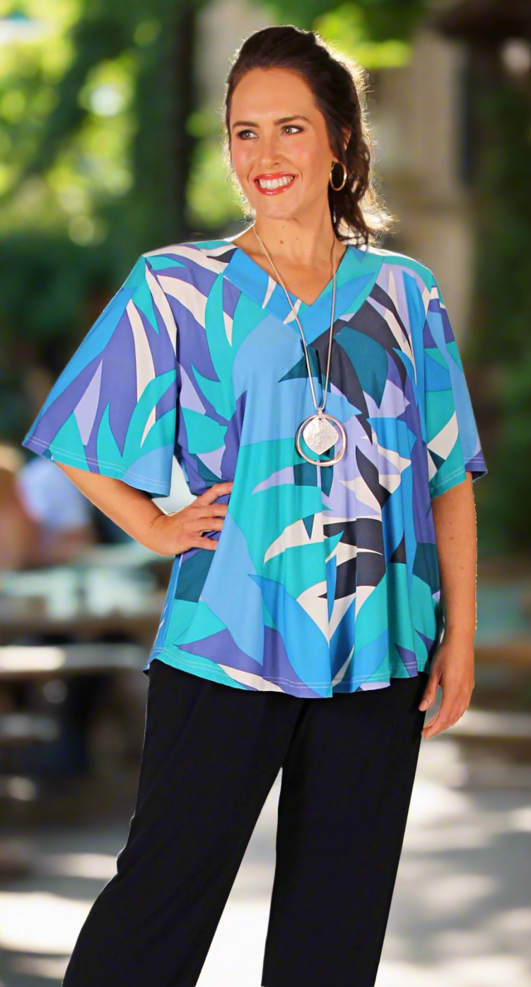 Bella V-Neck Top Seascape