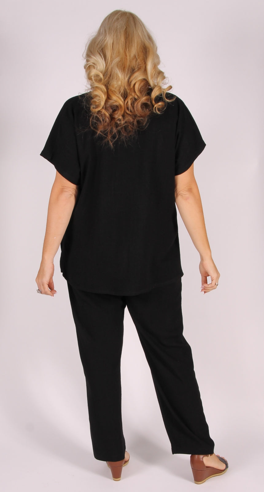 Linen Viscose Shell Top Black