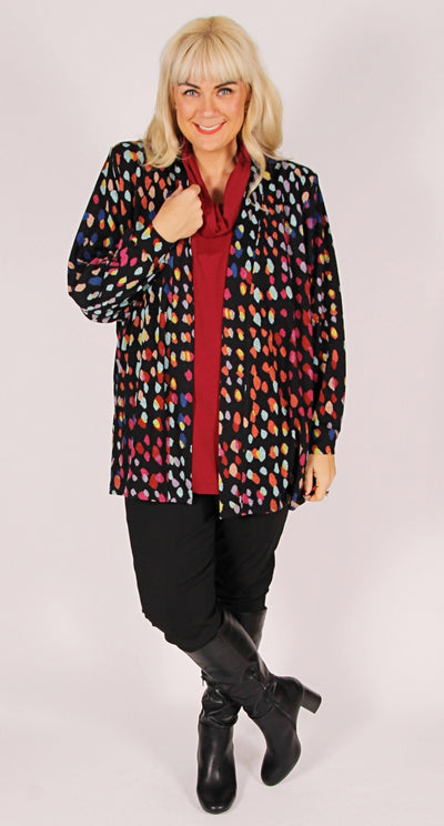 Cosy Knit Edge to Edge Jacket Colourful Drops