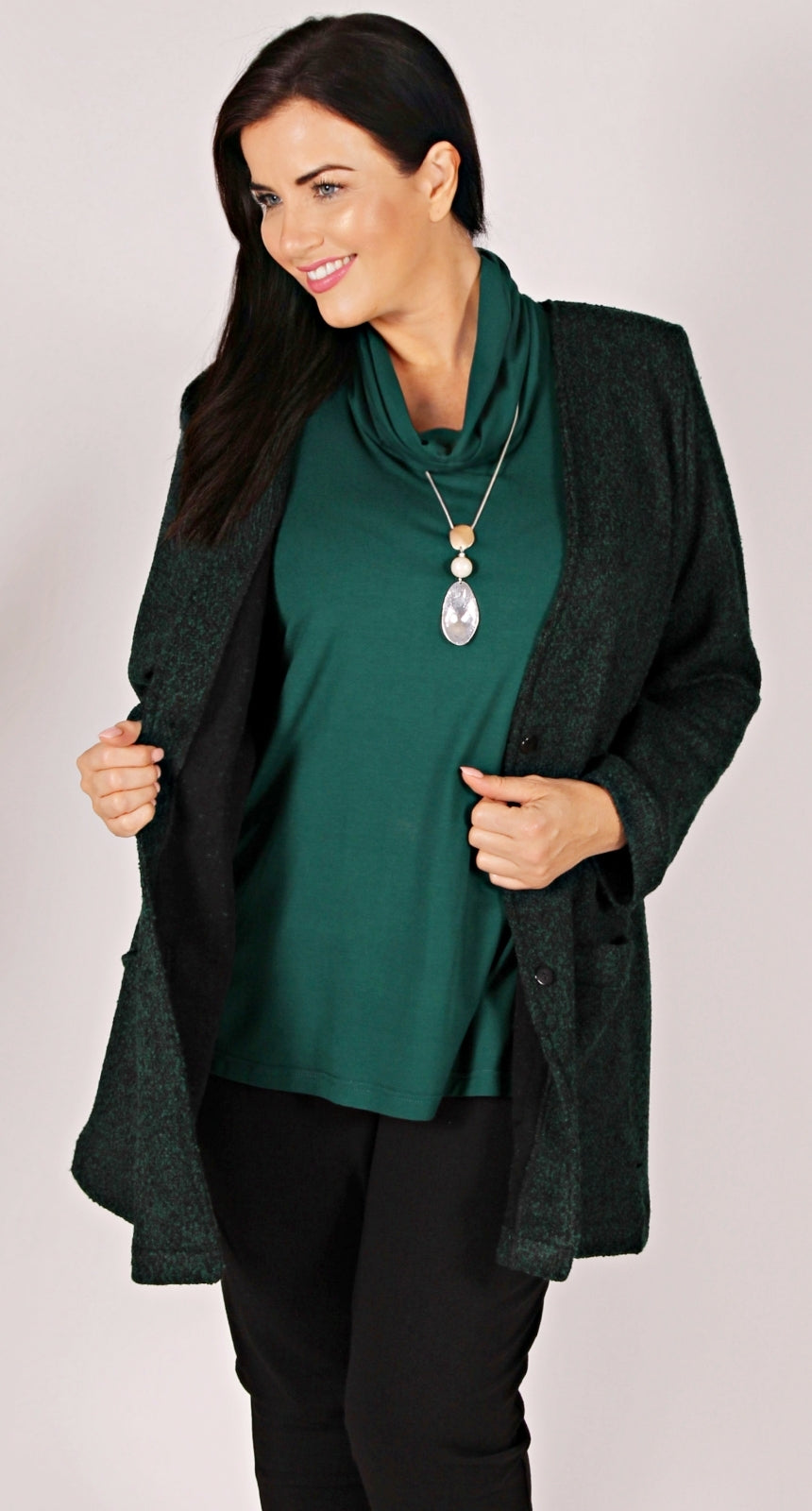 Cowl Neck Knit Top Forest