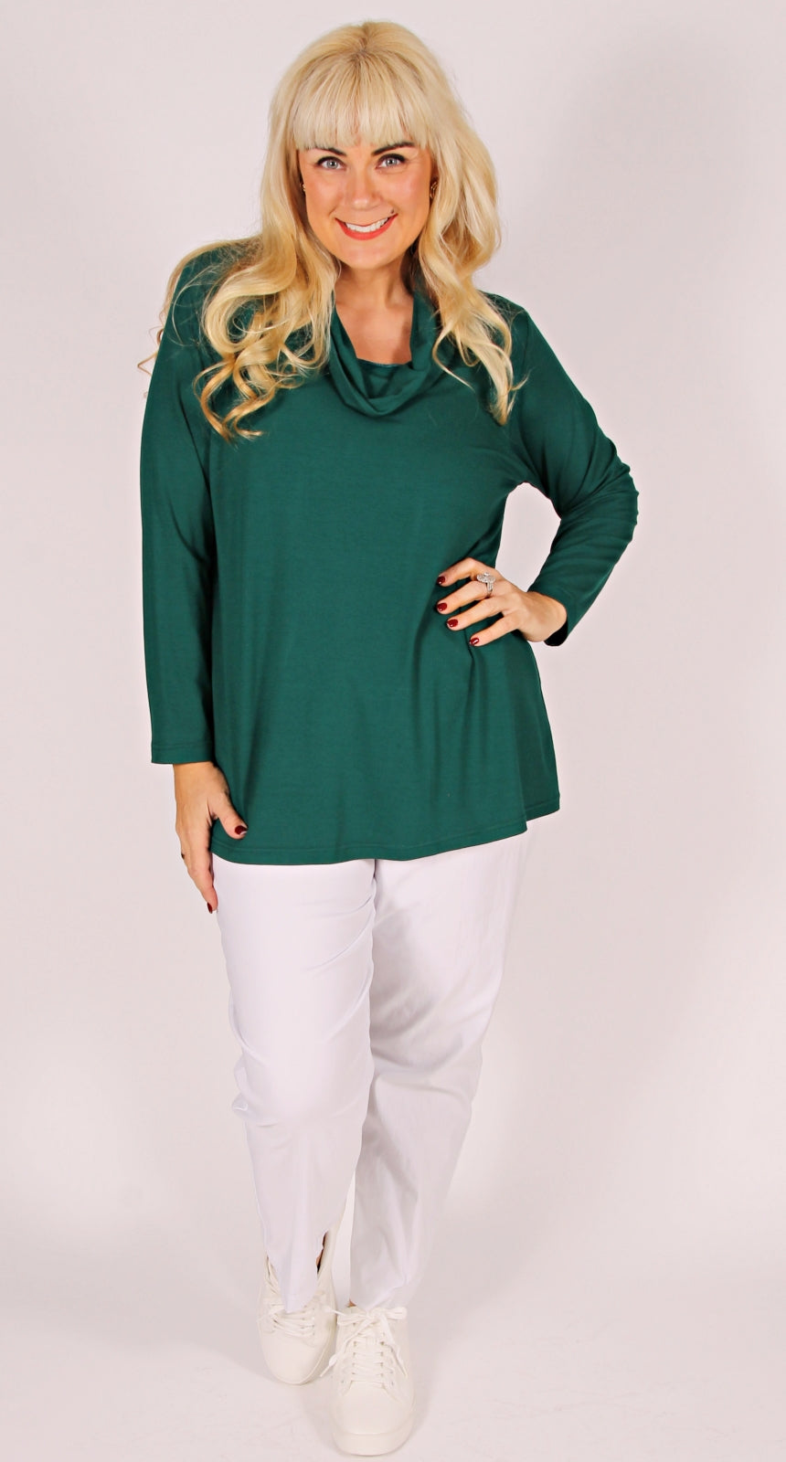 Cowl Neck Knit Top Forest