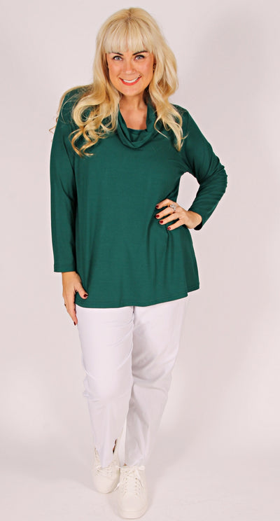 Cowl Neck Knit Top Forest
