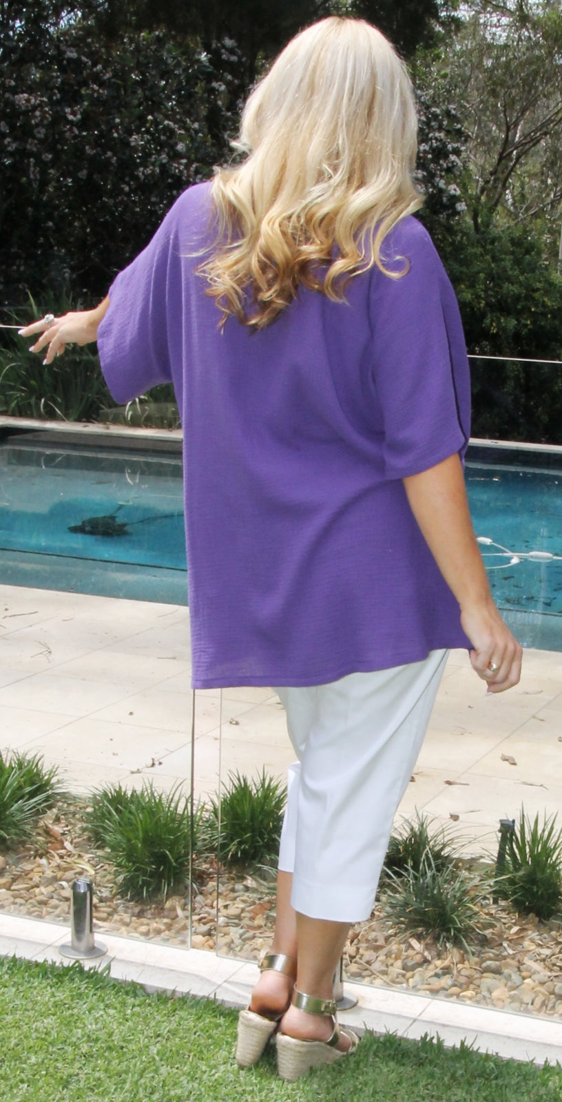 Crinkle Cotton Kaftan Purple