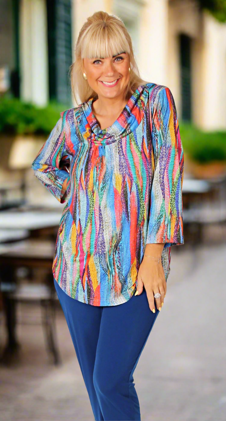 Cowl Neck Top Multi Colours