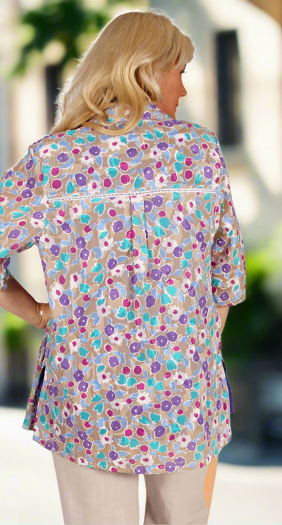 Cotton Voile Classic Blouse with Broderie Detail Multi Colours