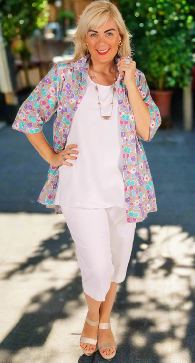 Cotton Voile Classic Blouse with Broderie Detail Multi Colours