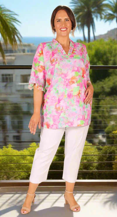 Carmen Ruffles Top Pink Palette