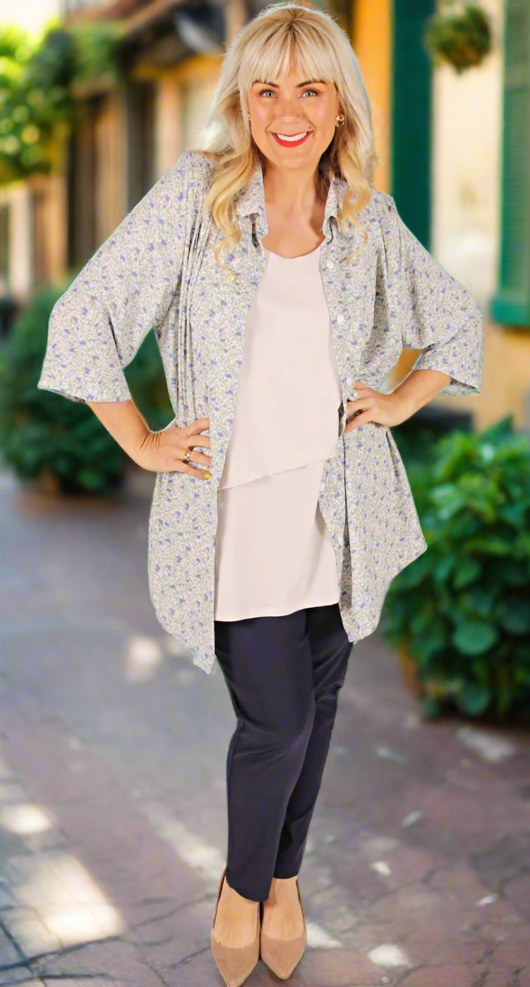 Terrific Triple Pleat Blouse Country Garden Soft Sage