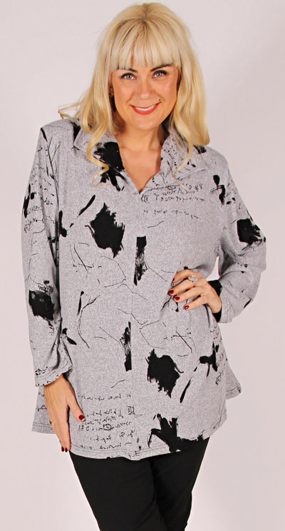 Shawl Collar Swing Top Black on  Powder Grey