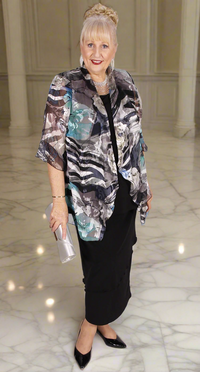 Deluxe Silk Waterfall Jacket Aqua|Sapphire