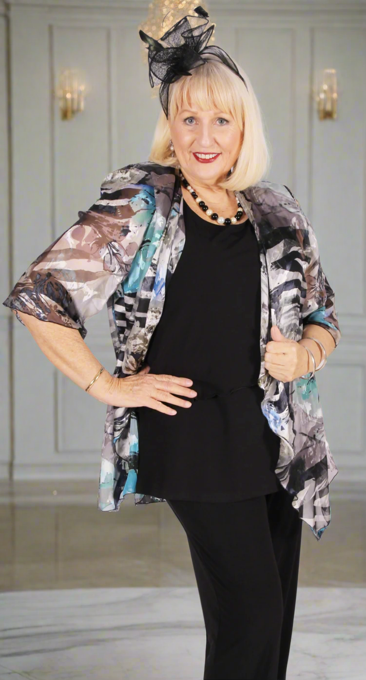 Deluxe Silk Waterfall Jacket Aqua|Sapphire