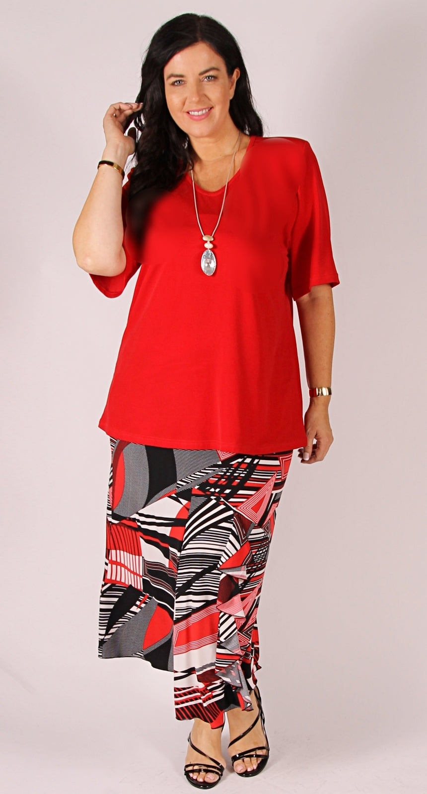 Rikki Round Neck Top Red