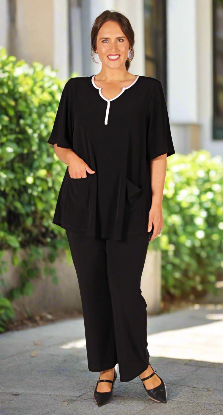 Suzie Swing Top Black|White