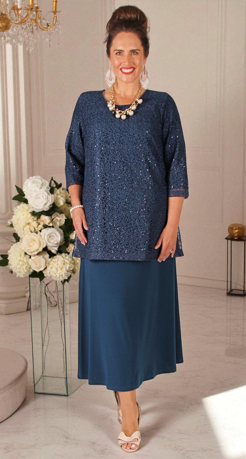 A-line Flounce Skirt  Teal