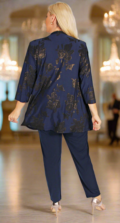 Gold Leaf on Navy Two-in-One Jacket and Cami