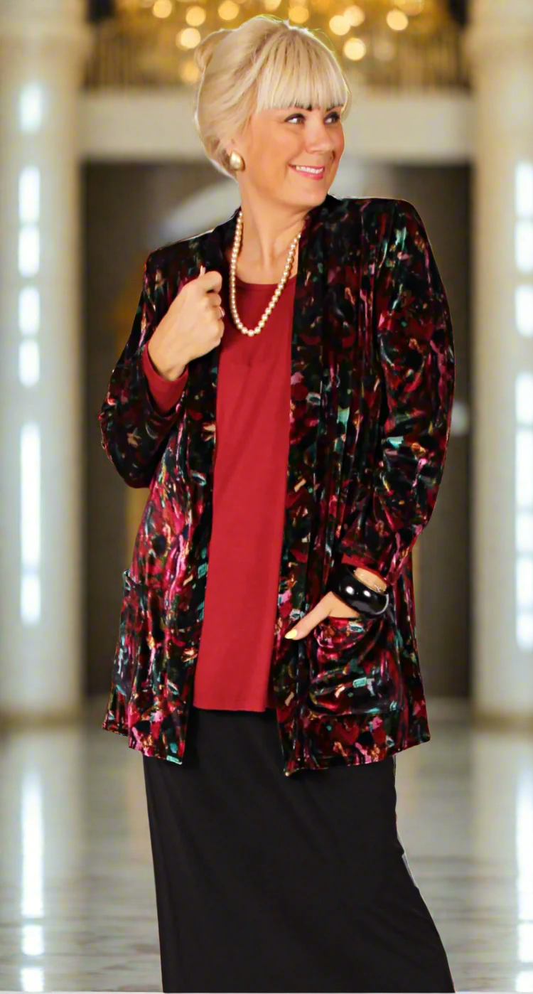Luxurious Velvet Edge to Edge Jacket