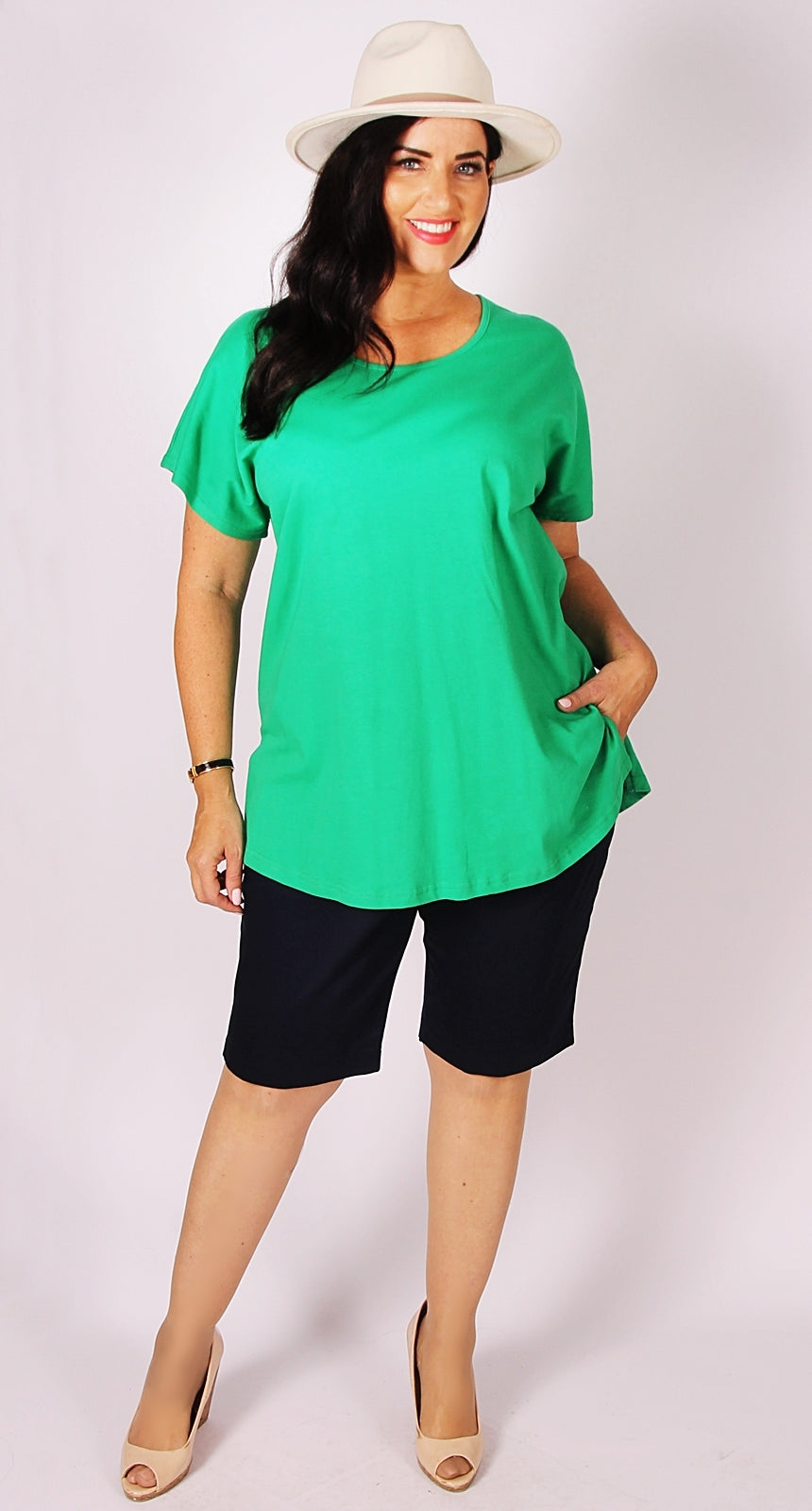 Easy Cotton Shell Top Kelly Green