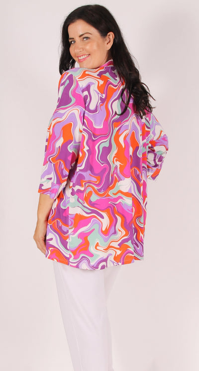 Clara Curve Jacket Colour Swirls