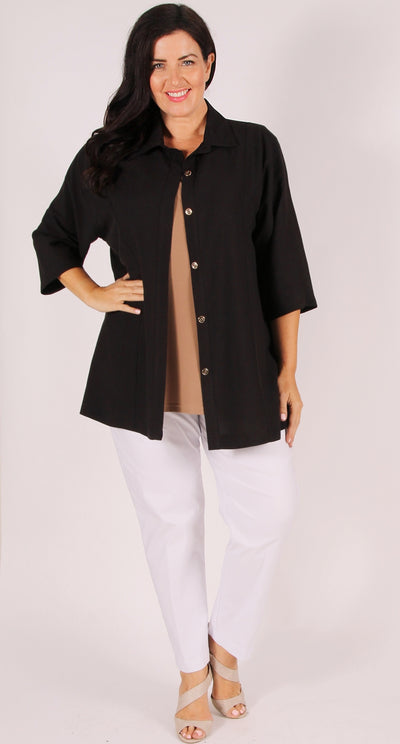 Hastings Linen Blend Blouse Black