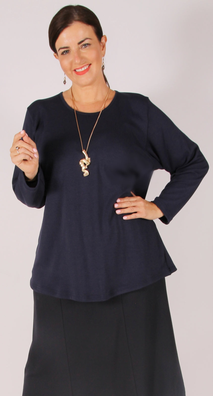 Soft and Cosy Knit Crew Neck Top Navy
