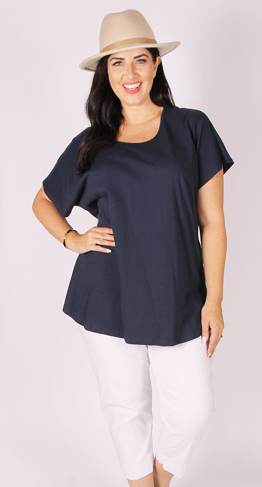 Easy Cotton Shell Top Navy