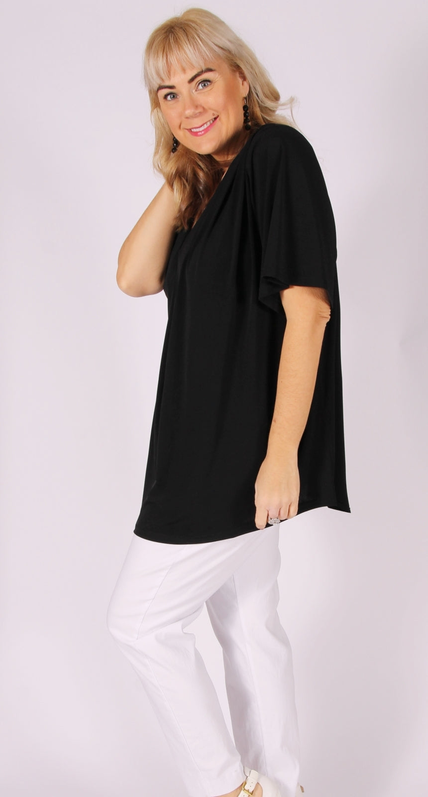 Pia Pleat Front Top Black