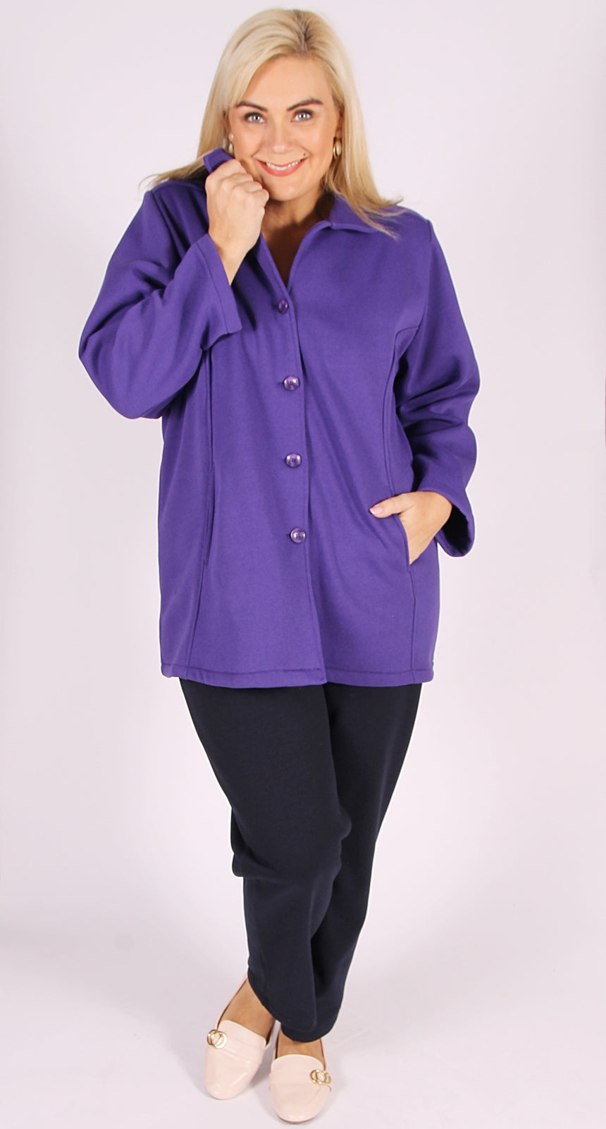 Super Fleece Button Jacket Purple